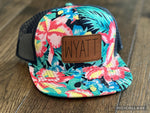 Adult Navy Hawaiian Floral Custom Snapback Hats