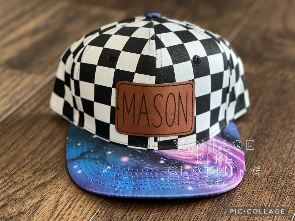 Youth Checkered with Blue/Purple Galaxy Bill Snapback Hats