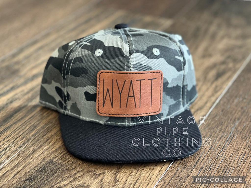 Youth Grey Camo with Black Bill Patch Snapback Hats