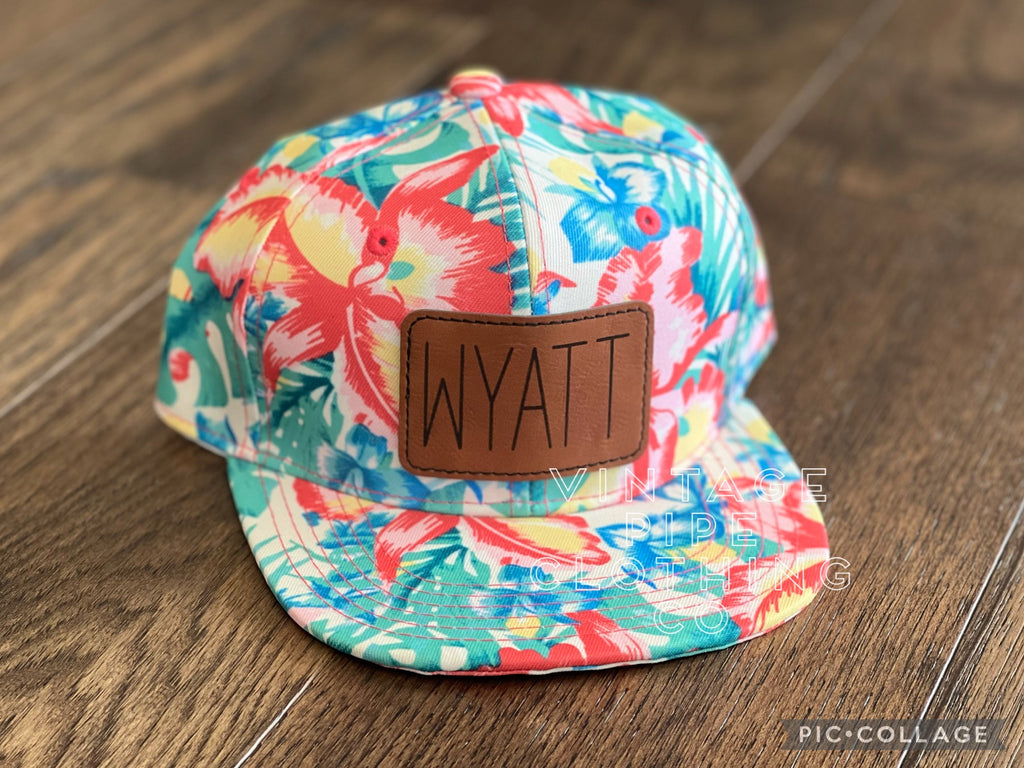 Youth Cream All Hawaiian Floral Custom Snapback Hats